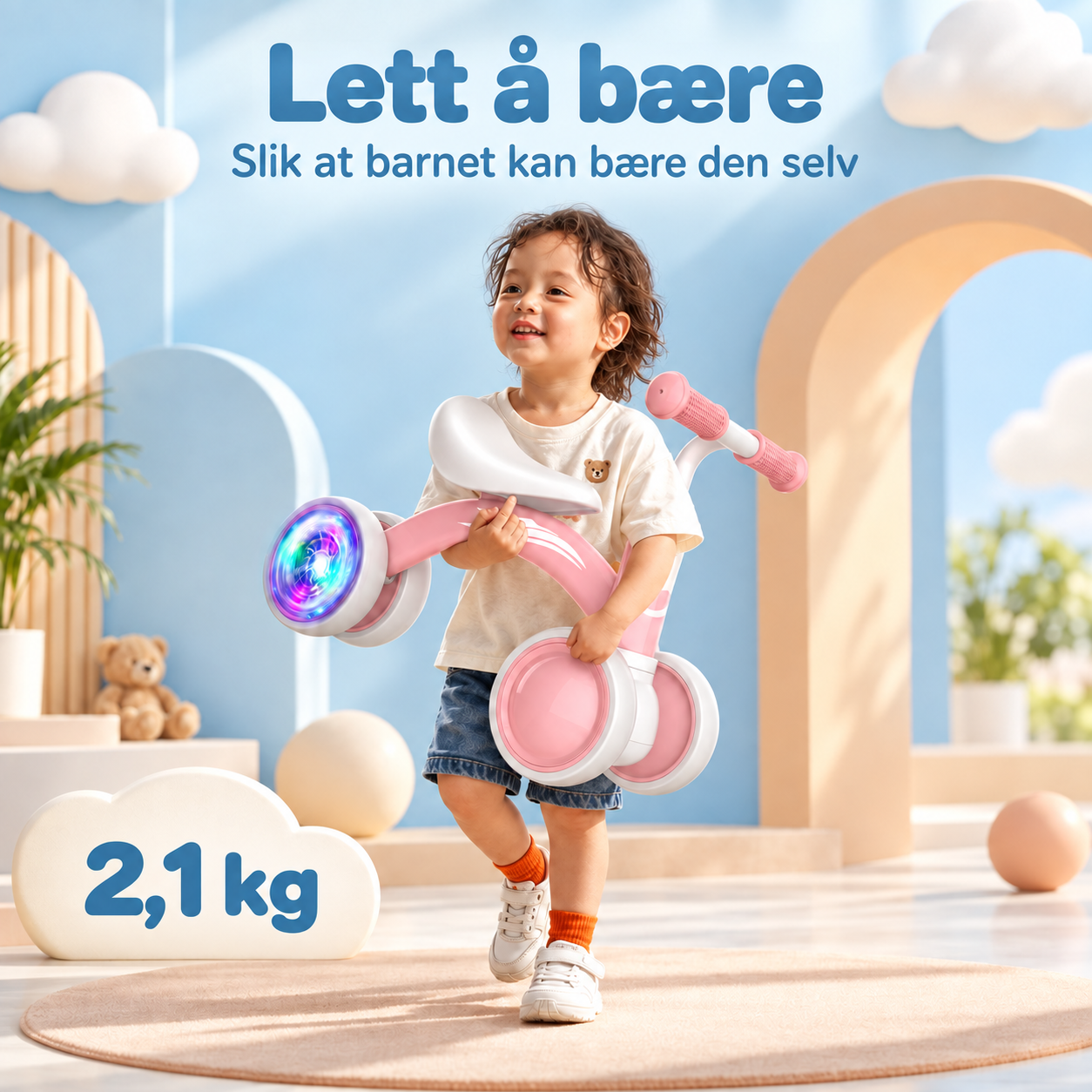 Balansesykkel for barn 1–3 år – styrker balanse, benstyrke og koordinasjon