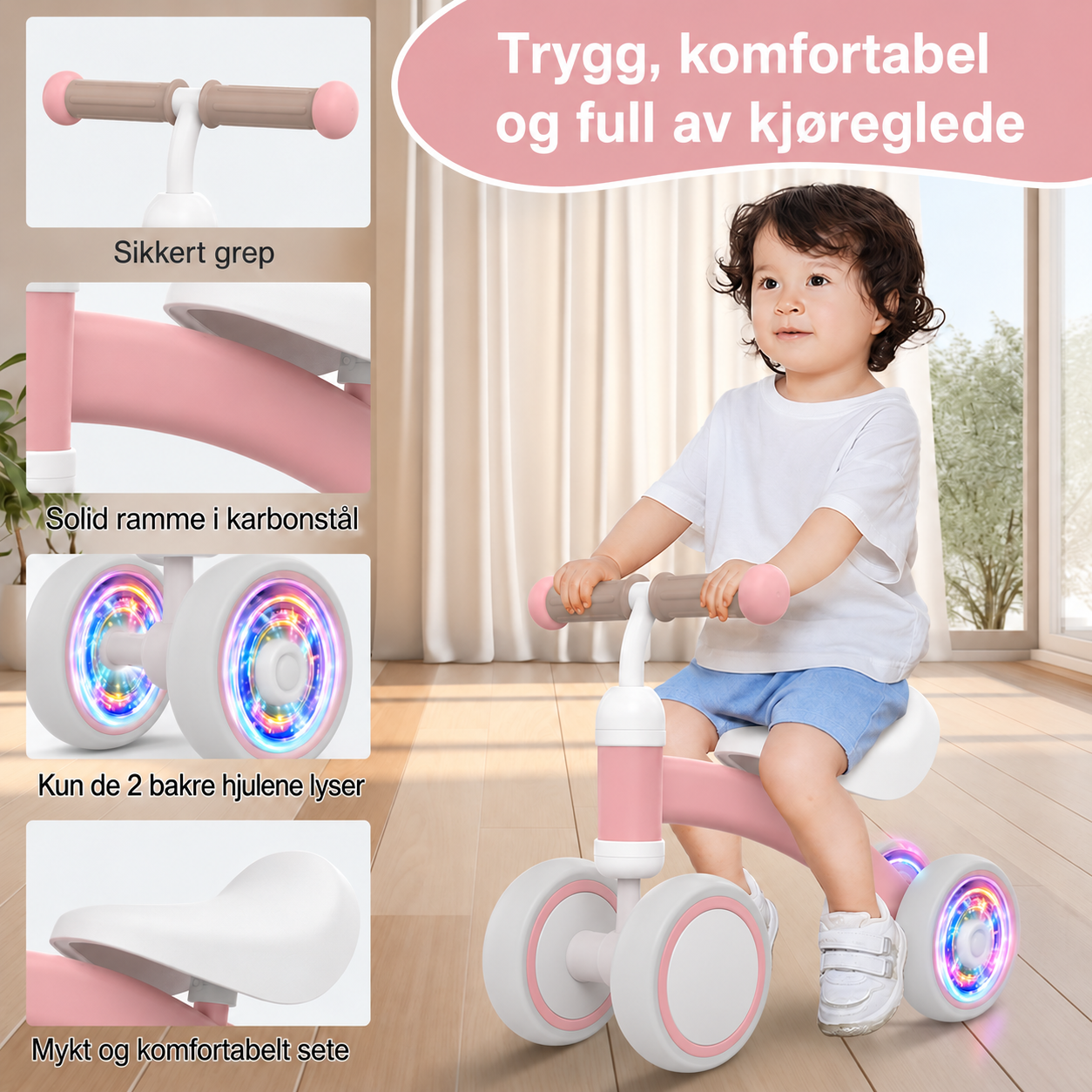 Balansesykkel for barn 1–3 år – styrker balanse, benstyrke og koordinasjon