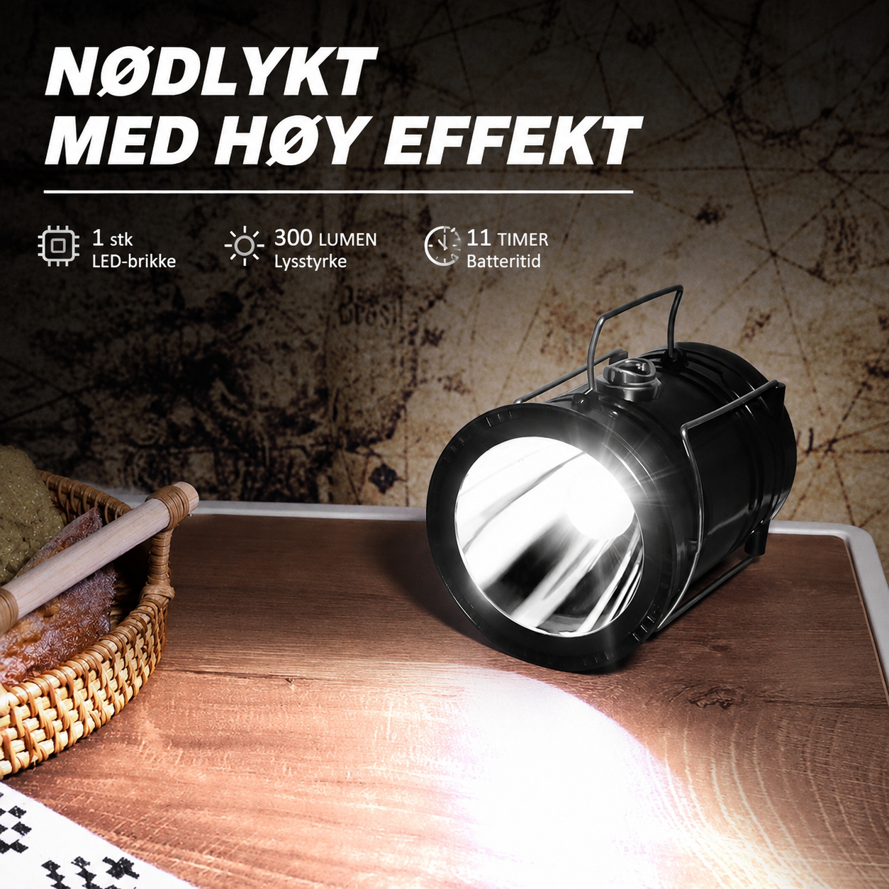 Oppladbar LED Campinglykt med Solcelle og USB – 2-pakk