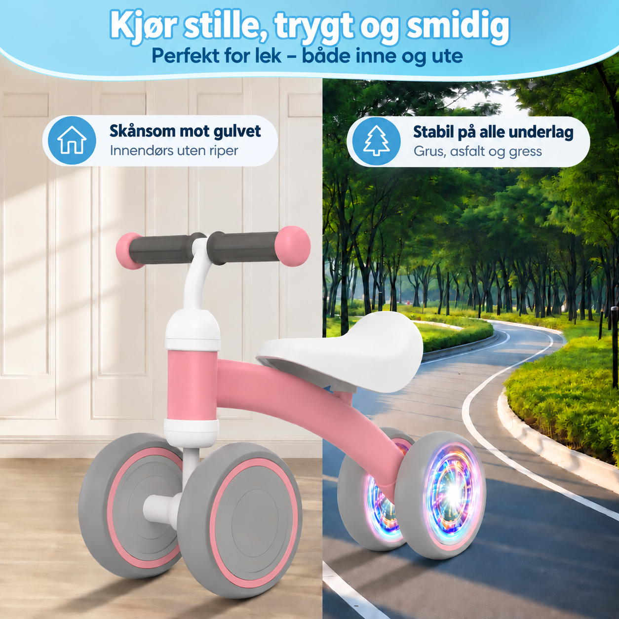 Balansesykkel for barn 1–3 år – styrker balanse, benstyrke og koordinasjon