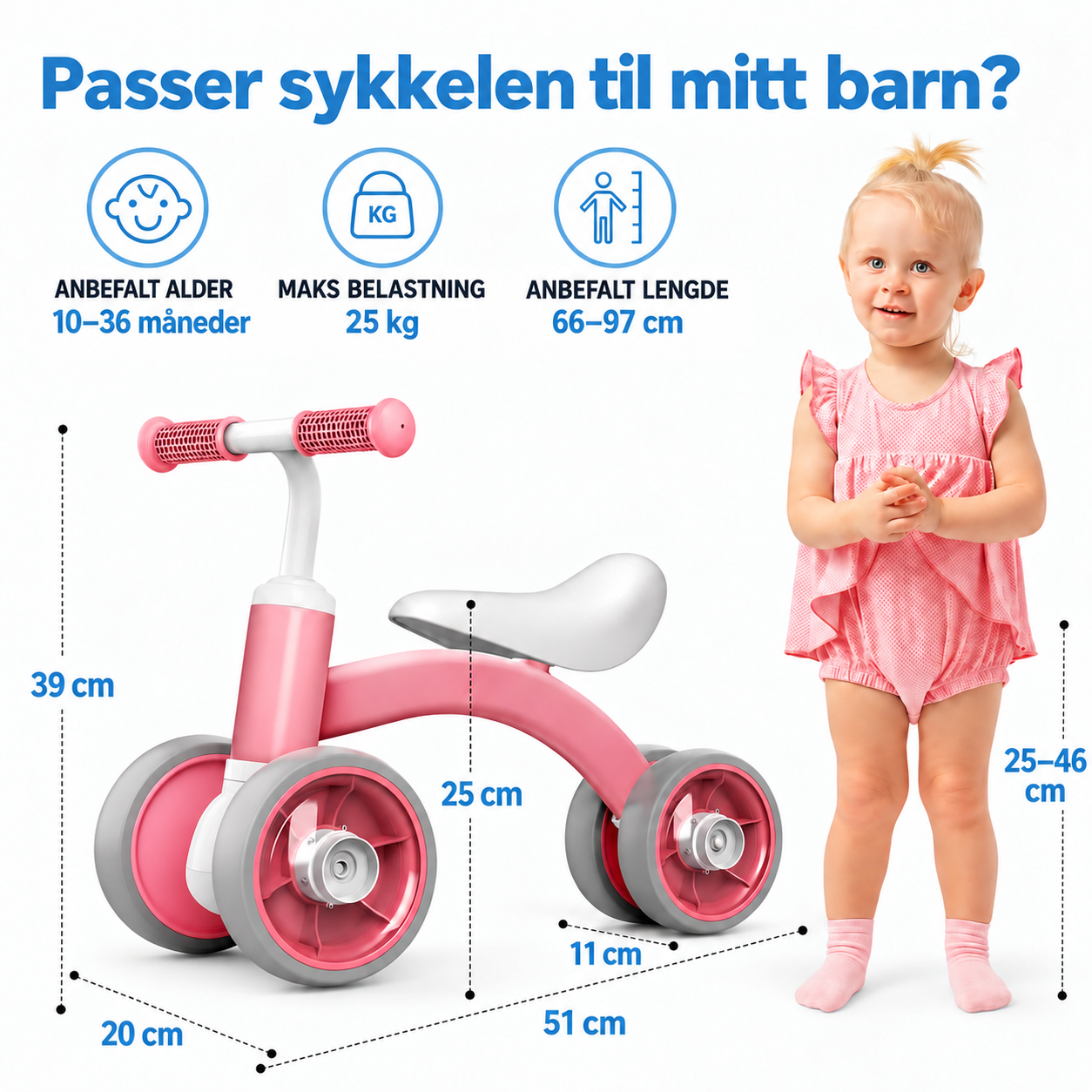 Balansesykkel for barn 1–3 år – styrker balanse, benstyrke og koordinasjon