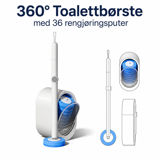 360° Toalettbørste med 36 rengjøringsputer 