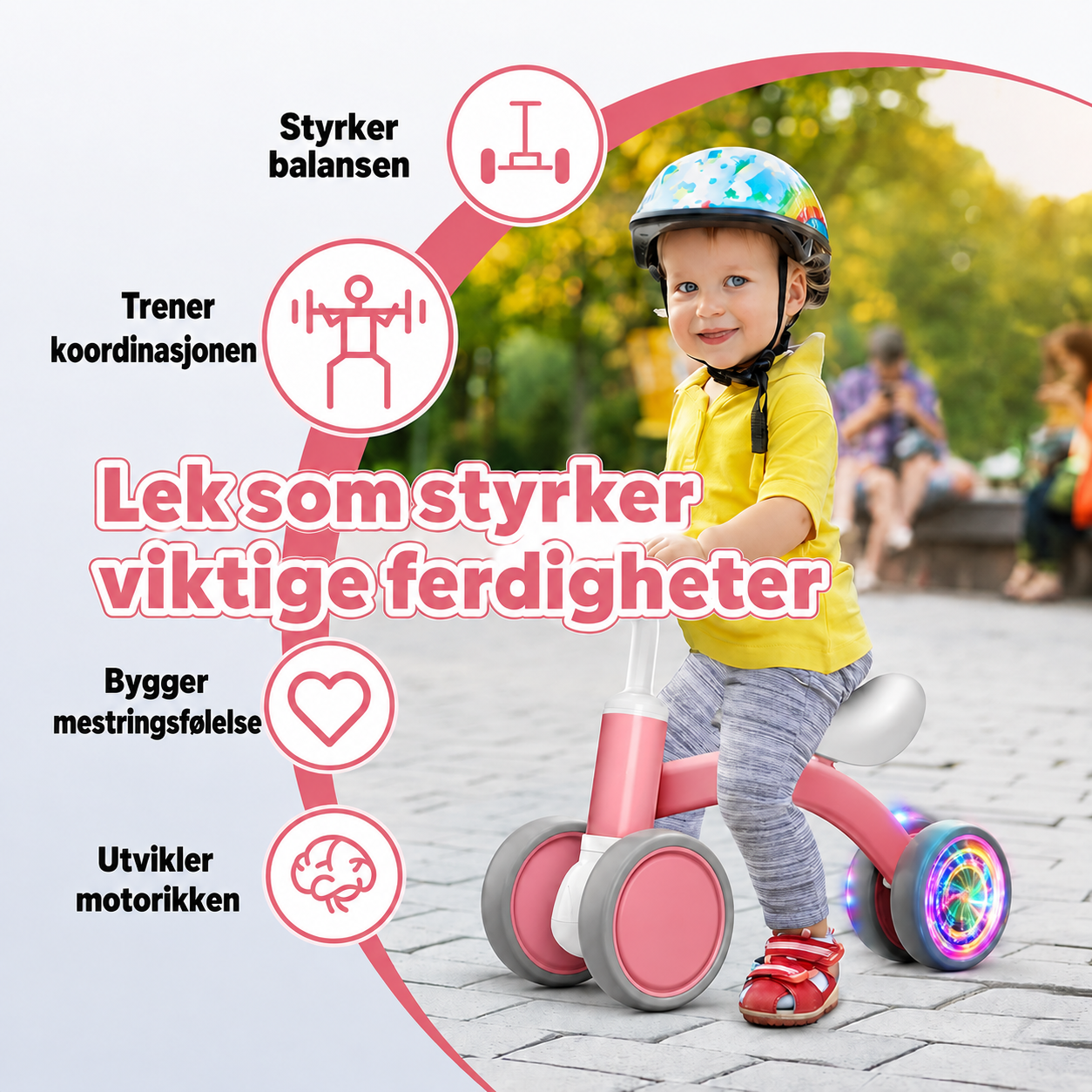 Balansesykkel for barn 1–3 år – styrker balanse, benstyrke og koordinasjon
