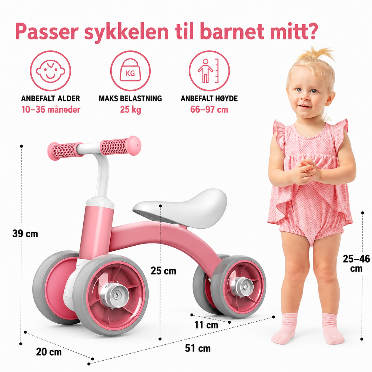 Balansesykkel for barn 1–3 år – styrker balanse, benstyrke og koordinasjon