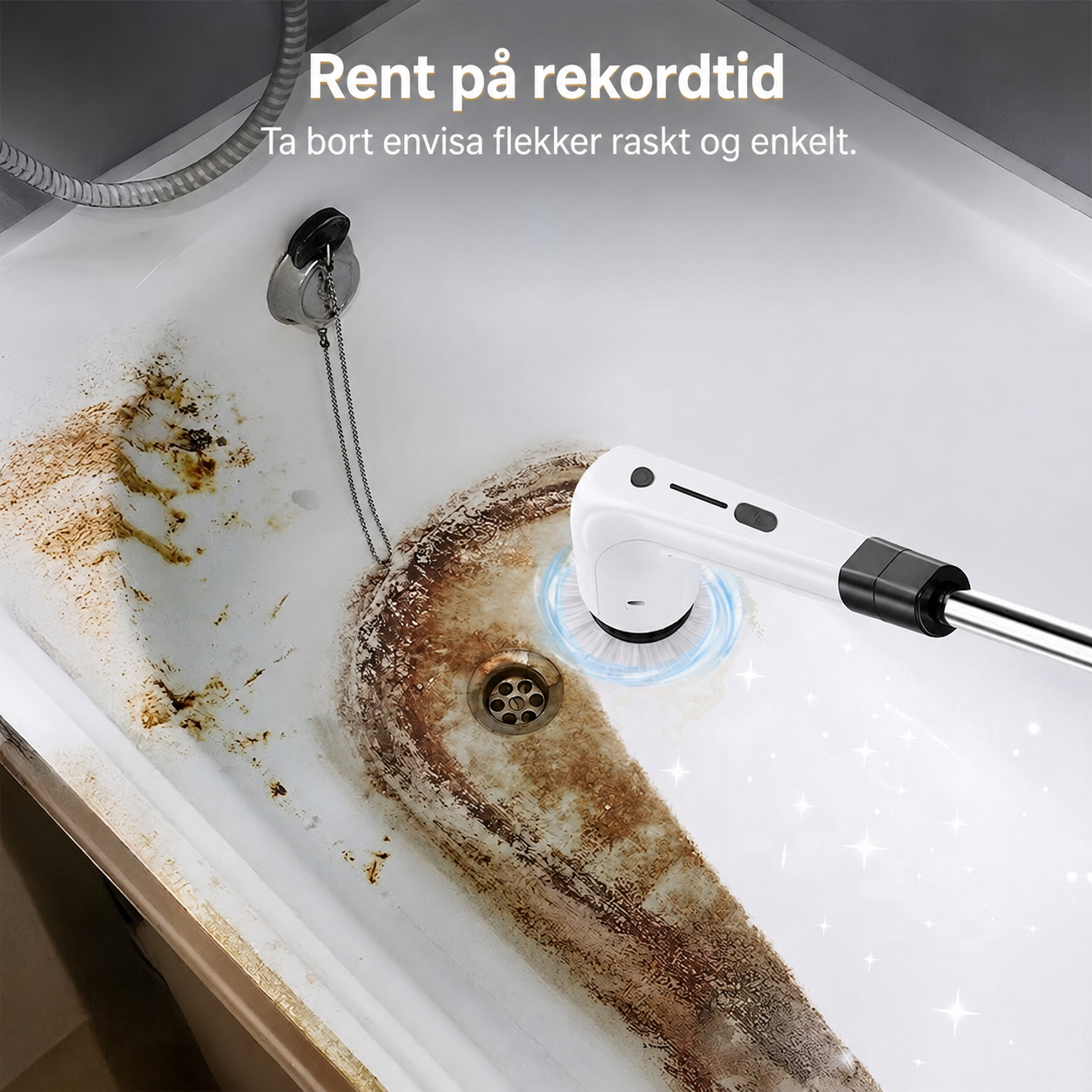 Ergonomisk elektrisk rengjøringsbørste med 8 utskiftbare børstehoder – for hele hjemmet