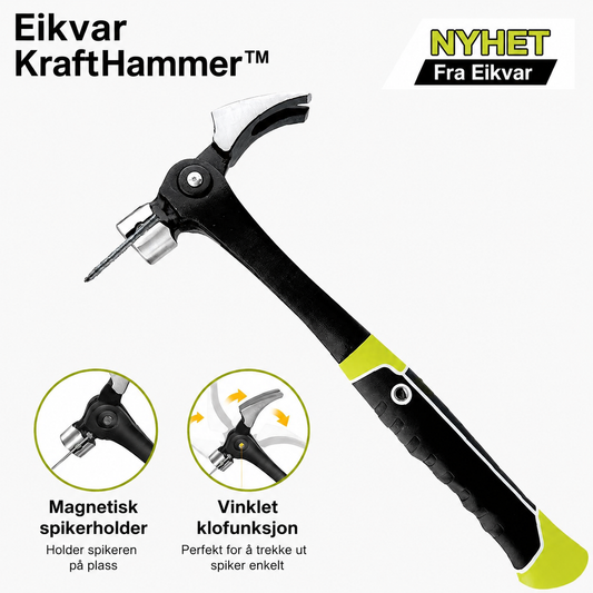Eikvar KraftHammer™ – Klofthammer med magnetisk spikerholder