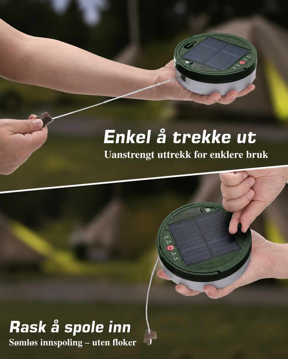 Eikvar Solcelle™ Lyslenke med fjernkontroll og oppladbart batteri